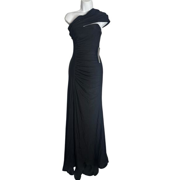 Cinderella Divine Dresses & Skirts - NWT Cinderella Divine Asymmetrical Neckline Bodycon Slit Black Dress Gown 2